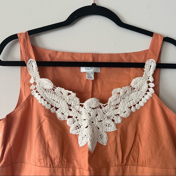 Loft Crochet Orange Tank Top Cami Size 4 - Picture 4 of 6